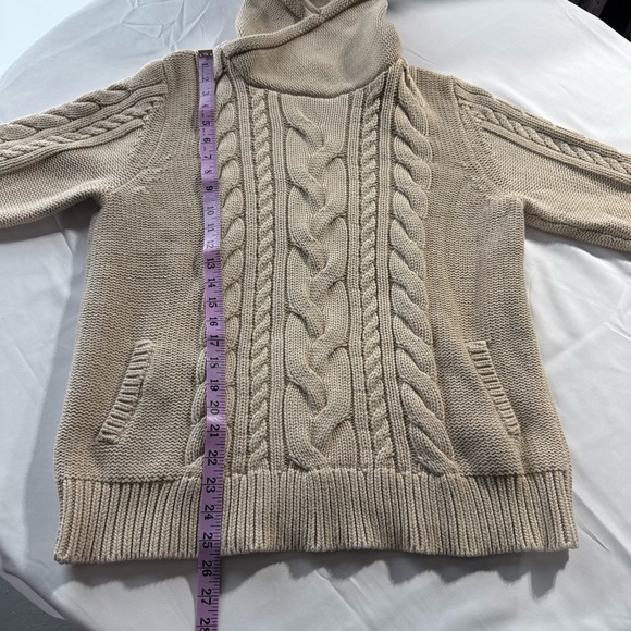 L.L. Bean Women’s Double L Mixed Cable Knit Sweater Funnel neck Size XL Tan - Picture 12 of 12